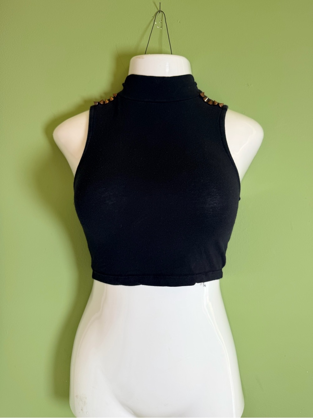 Charlotte Russe Black Cropped Top with Mock Neck